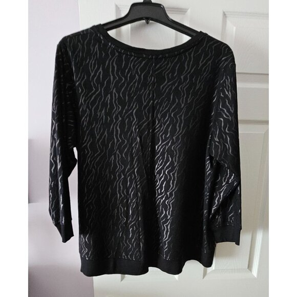 Jane + Delancey Black Abstract Print Tunic Top Sz 1X Lagenlook Cozy Comfort - Picture 2 of 10